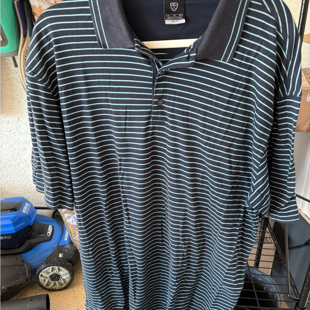 Izod Black and White Striped Polo Shirt